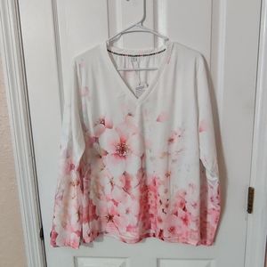 Women's large pink/white blouse